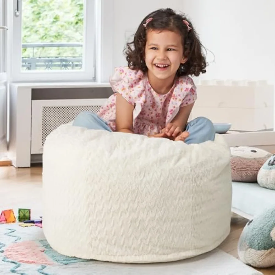 

Bean Bag Chairs 2.5FT Bean Bag Chair with Memory Foam Filled and Chevron Plush Fur Cover Small Bean Bag Chairs for Playroom Liv
