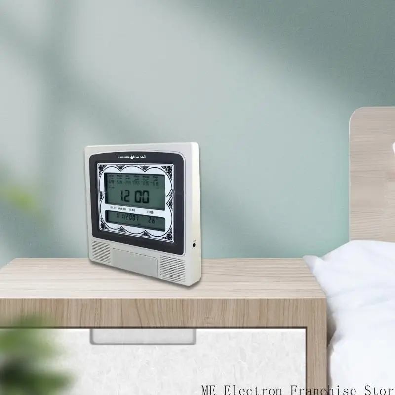 T5EA الزخرفة التقويمات Azan Clock Clock مكتب المسلمين المنبه على مدار الساعة التذكير الرقمي التذاكر التلقائية على مدار الساعة