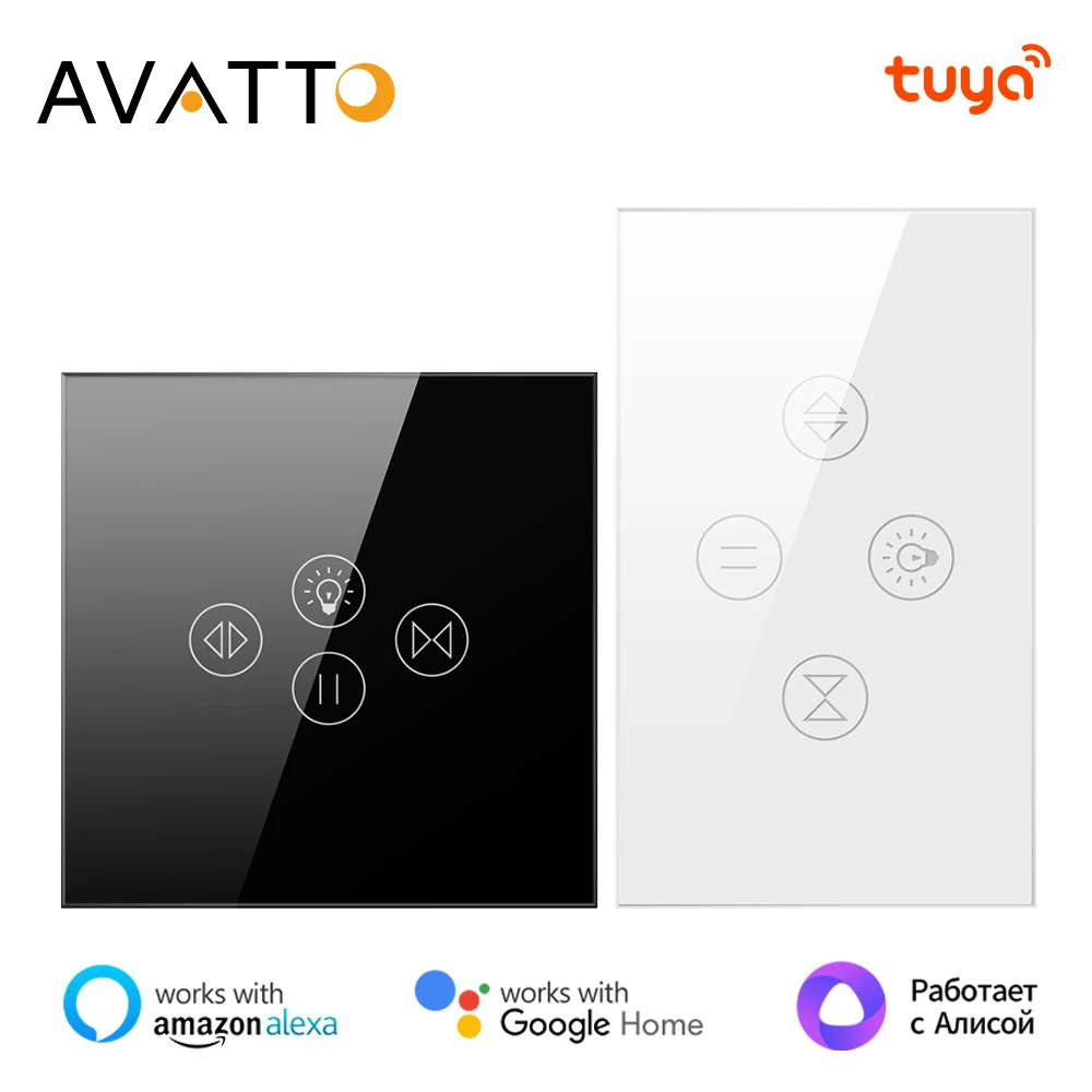 AVATTO Tuya WiFi Smart Life Curtain Light Switch For Roller Shutter Electric Motor Blinds，Smart Home Work For Alexa,Google Home