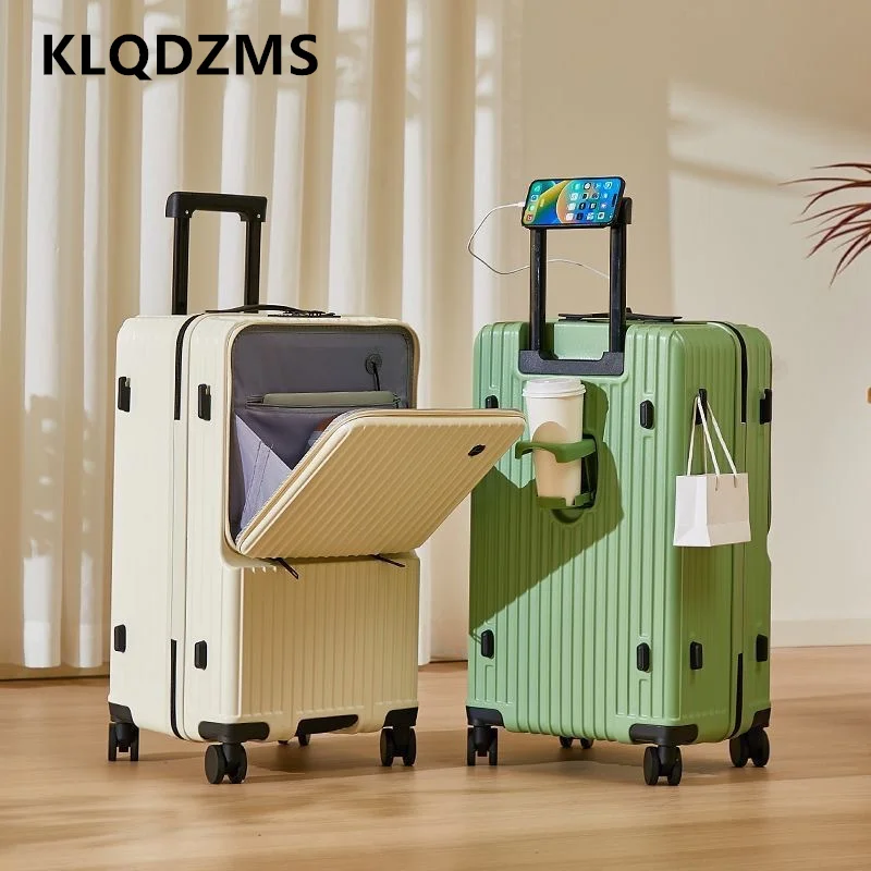 

KLQDZMS PC Suitcase Front Opening Boarding Case Laptop Trolley Case 20"24"26"28"30 Inches Large Capacity Rolling Luggage