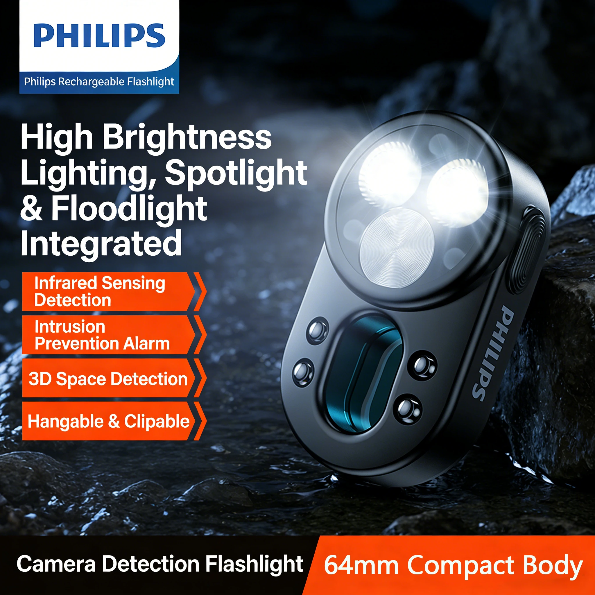 Philips SFL 1551 Portable Mini Flashlight Privacy Detector Travel Business Hotel Surveillance Tool Compact Security Light