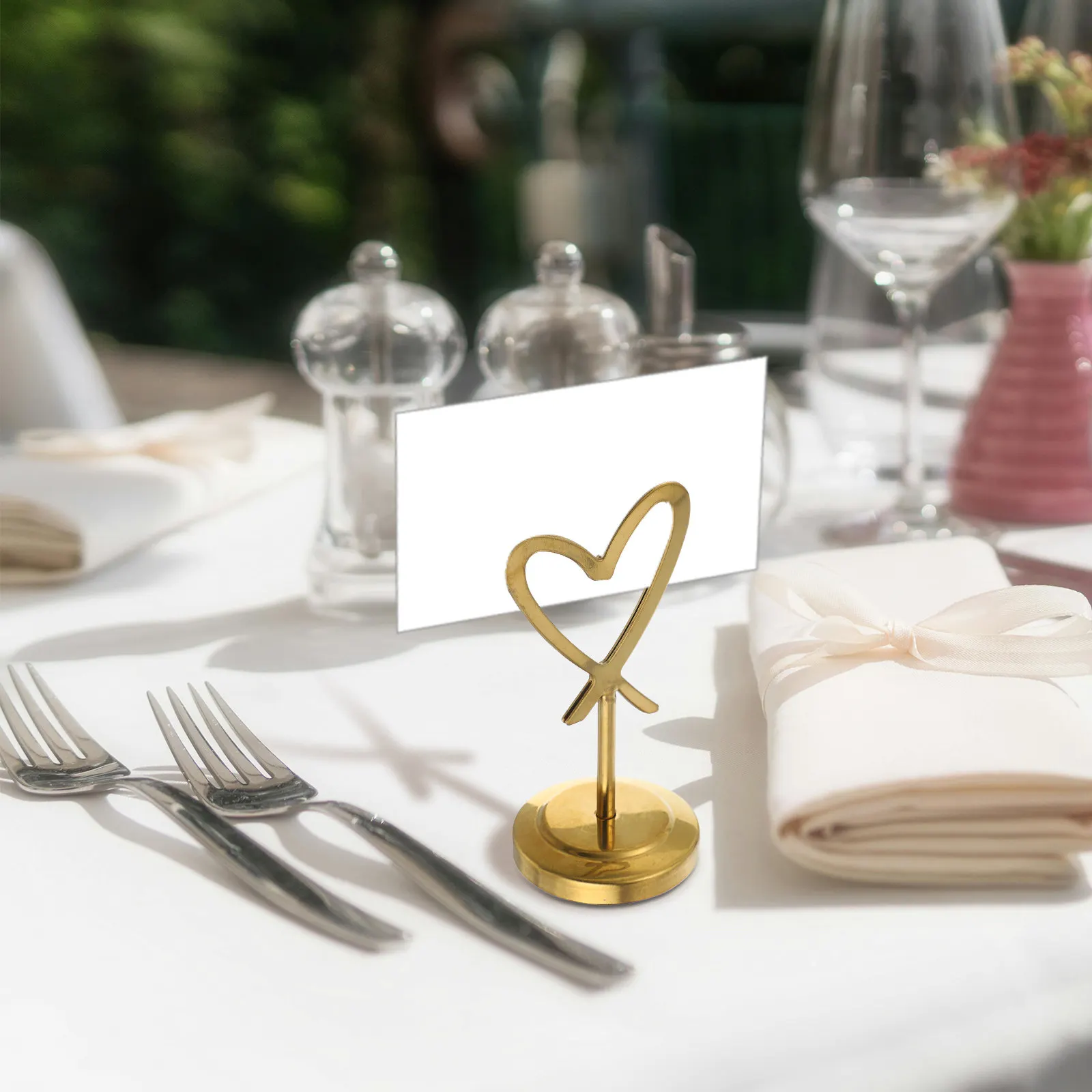 Premium Stainless Steel Heart Design Table Card Holder Picture Clip Memo Stand for Wedding Reception Office Desk Restaurant Menu