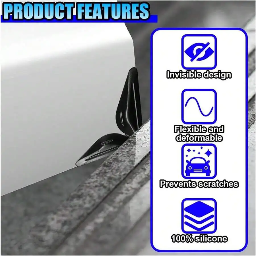 

4pcs Car Door Edge Protector Strips Self Adhesive Anti Collision Trim Universal Fit