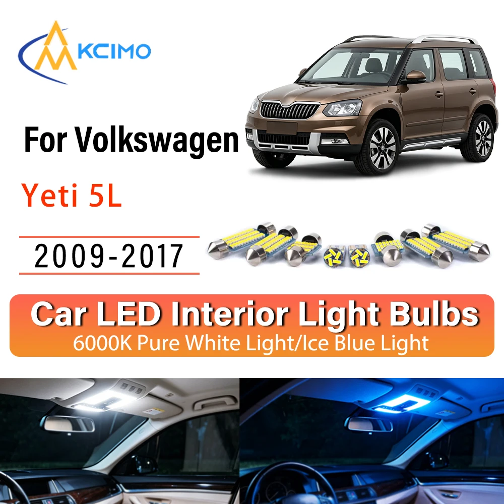 Long Lasting Well-Made LED Interior Lights For Volkswagen Yeti 5L 2009-2017, Blue Light, White Light Kit Quick Setup