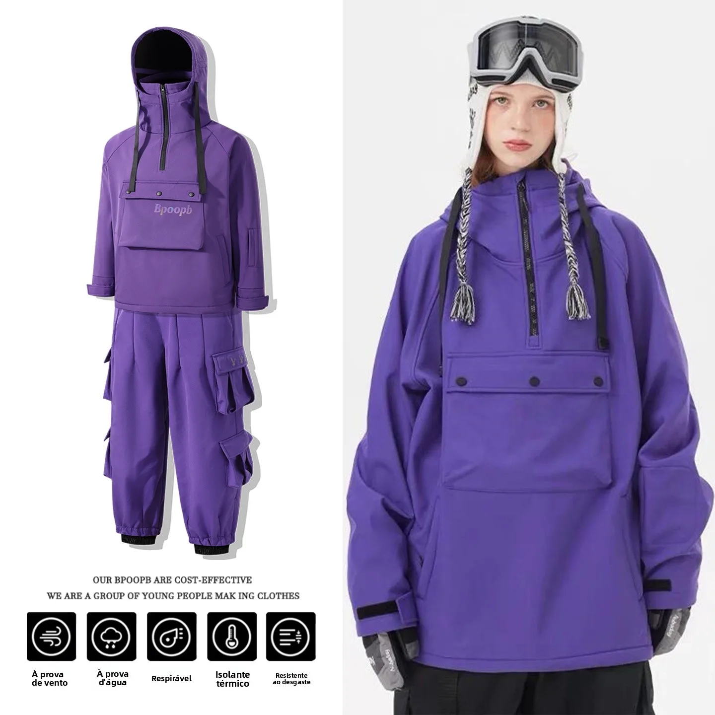 luminous-rabbit-snowboarding-suit-men's-women's-fce-lined-waterproof-windproof-warm-snow-suit-northeast-night-slide