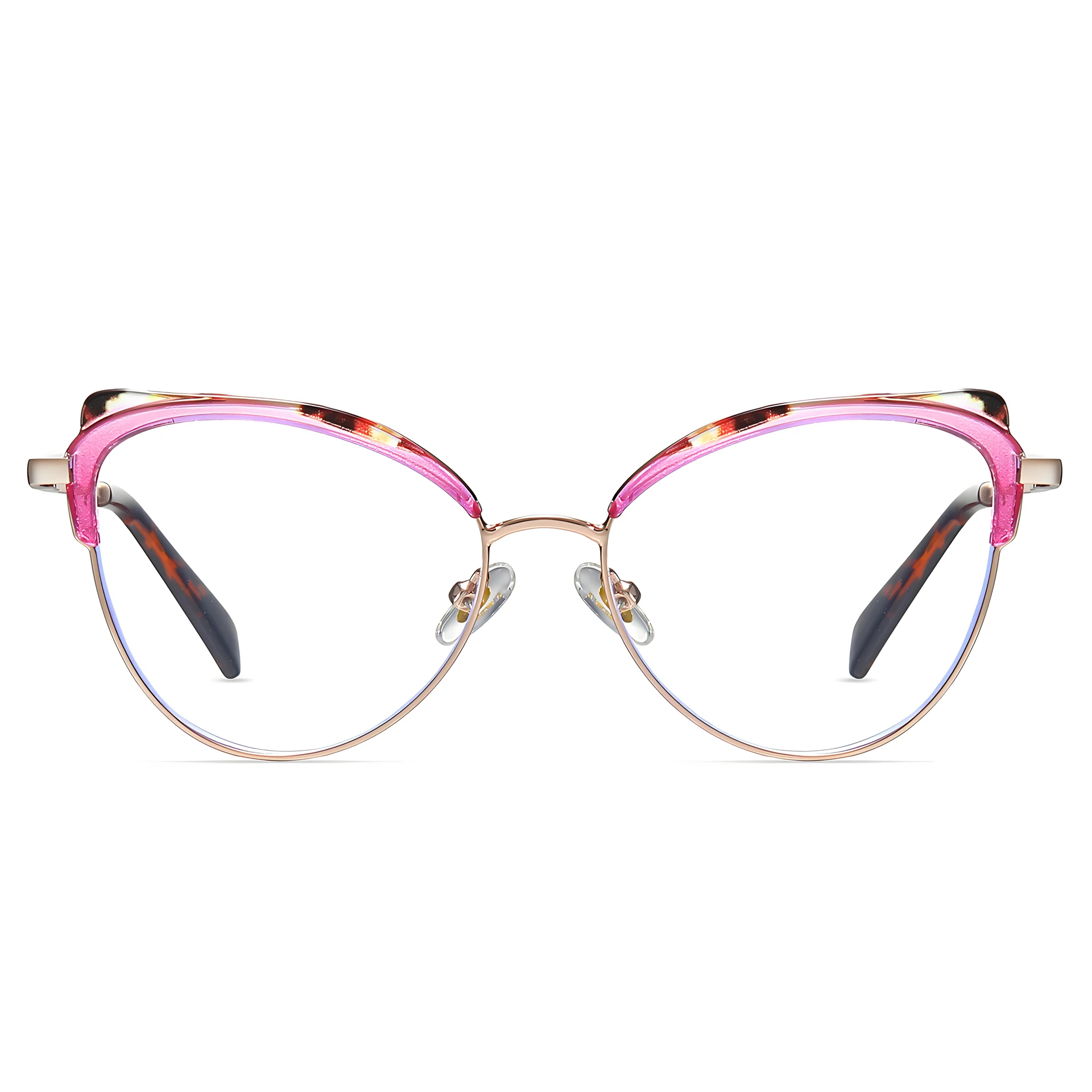 

TR90+Metal Eyeglass Frame Anti Blue Light Optical Lenses With Recipe Prescription Glasses Women Lenses Color Blocked Eyeglass