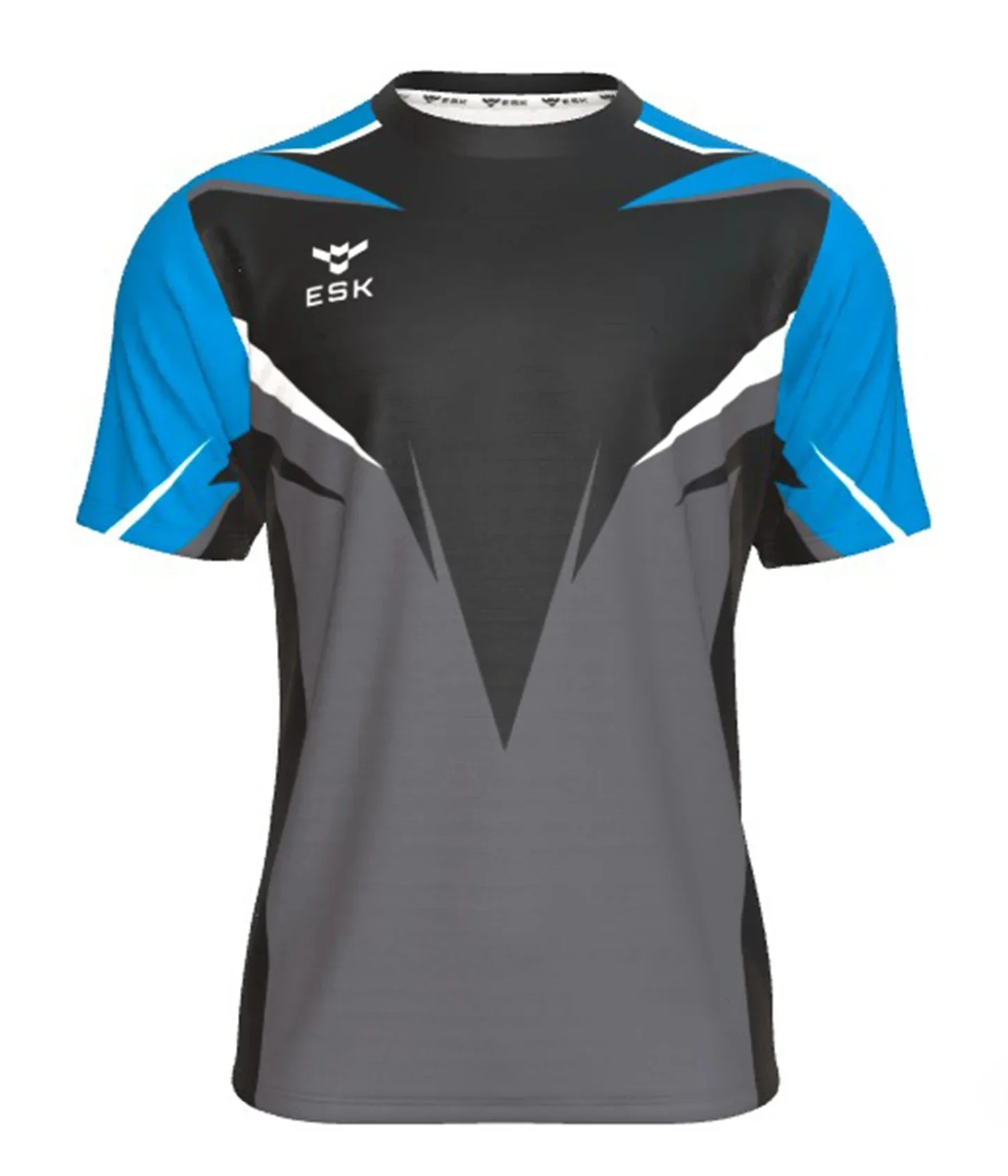 Men's ESK Style Soccer Jersey Quick Dry Breathable Football Shirt with Black Gray Blue Geometric Print for Sports Fans
