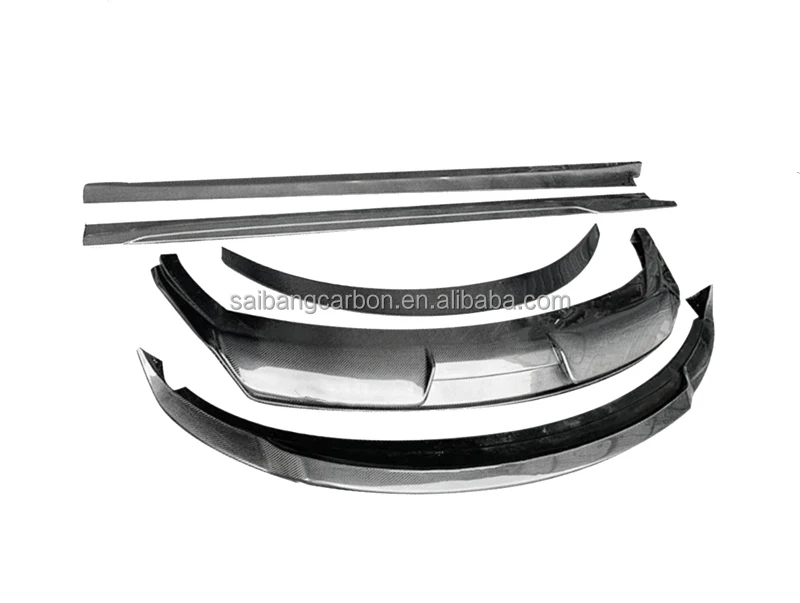 for Model 3 Carbon Fiber Bodykit Art Style Carbon Fiber Body Kit Spoiler Front Lip Diffuser Side Skirts for Tesla Model3 19-22