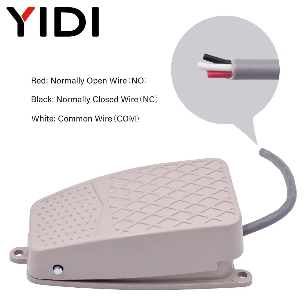 1pc FS-2 On Off Momentary Electric Power Foot Pedal Switch 220V 10A Waterproof Metal SPDT 1NO1NC Footswitch Industrial Machine view 3