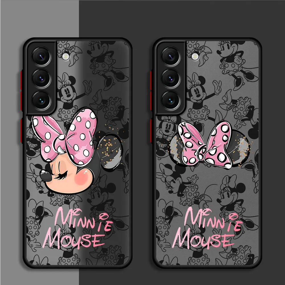 Disney Mickey Minnie Mouse etui na telefon Samsung Galaxy S23 S24 Ultra S10 Lite S22 5G S10 S20 FE S9 S21 Plus matowa obudowa