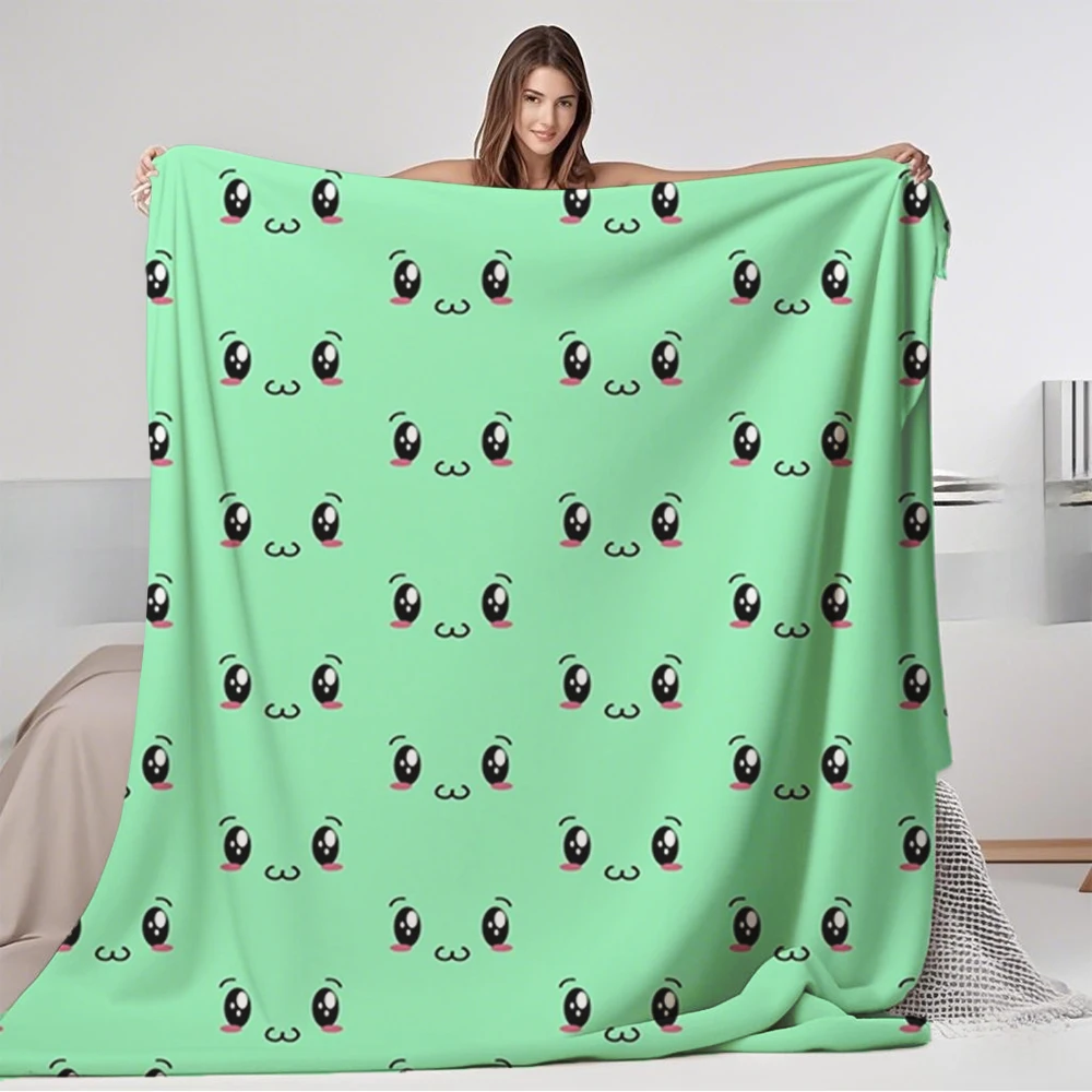 

Scandinavian Flannel Cozy Blanket Kawaii Cute Shy Face Decorative Throw Bedsheet Eco-friendly Odor-resistant Blankets