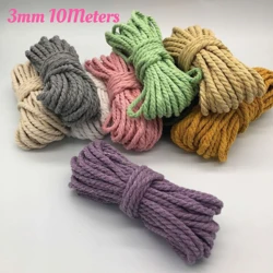 Macrame Cord 3mm Solid Color Cotton Thread Handmade Craft DIY Accessories DIY Basketry Braids Art Rope Weaving Bohemie Tapestr
