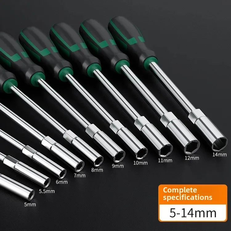 Deep Socket Hex Wrench Screwdriver With Double Color Rubber Handle 5-14mm Size Range Complete Specifications For Home And Profes