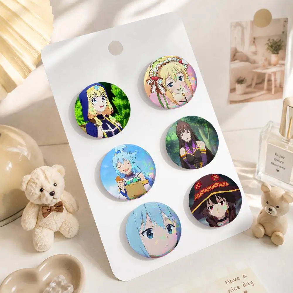 A-Konosuba Gods Blessing On This Wonderful World Tinplate Brooch Figure  Badge Handmade Brooches For Backpack Clothes Decoration