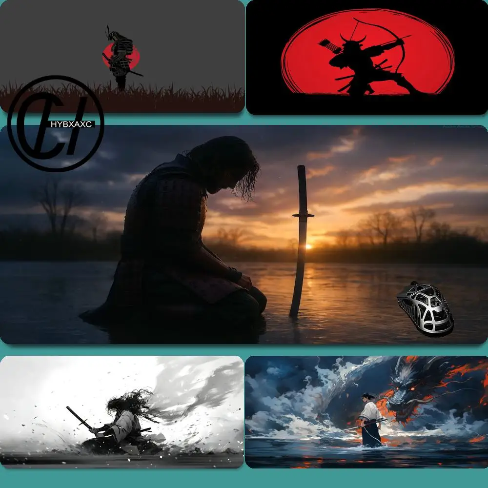 

HD Samurai Warrior Mouse Pad Gamer Computer Accessories Keyboard Table Mat Black Company Gaming Laptop Desk Accessory Pc HYBXAXC