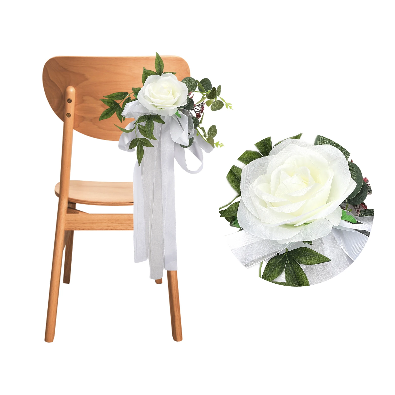 Wedding Aisle Chair Decorations Back Floral Flower Arrangement for Wedding Banquet Ceremony Party Decor Festive Supplies