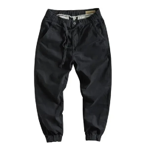 Heavy Cotton Bunched Leg Pants Men\'s Tide Spring and Autumn Men\'s Retro Men\'s Pants Soft Canvas Pants Loose Casual Frock Pants
