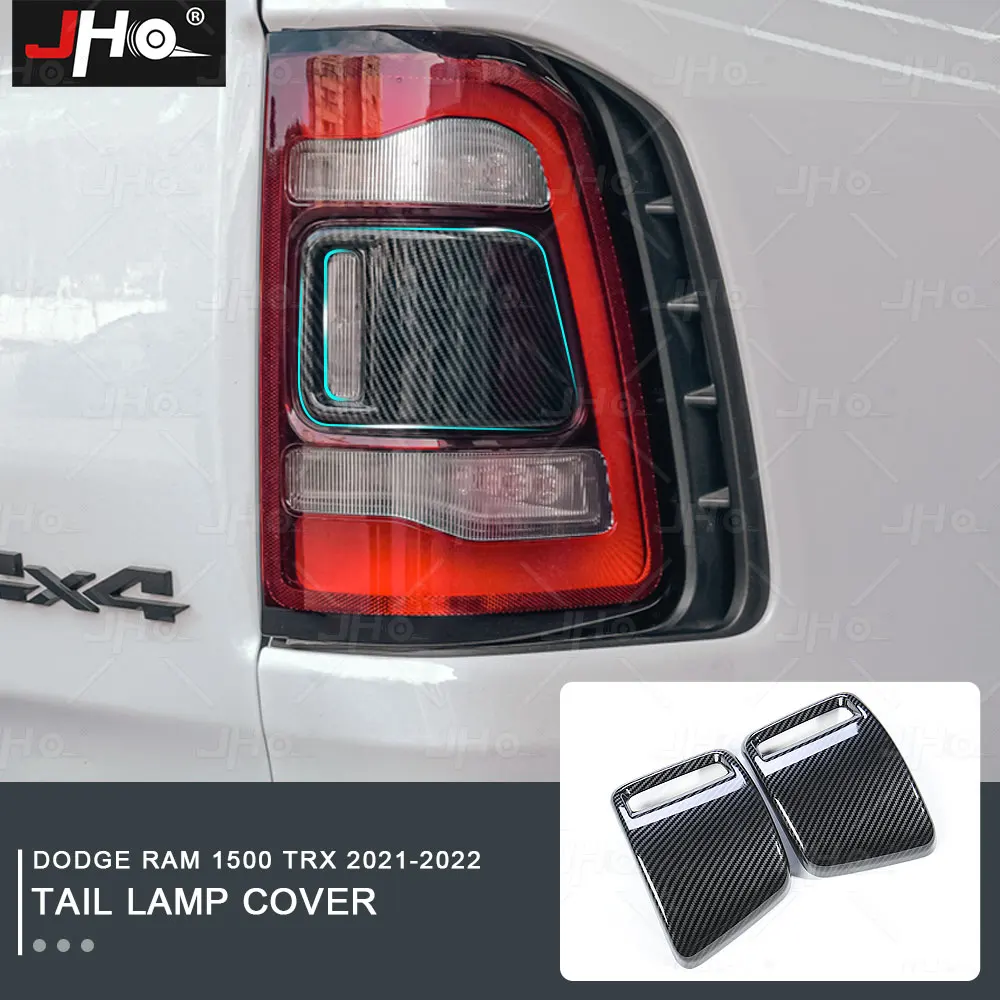 

JHO ABS Carbon Grain Rear Tail Lights Cover Trim Decorate Stickers Fit for Dodge Ram 1500 TRX 2021 2022 Pickup Accessories