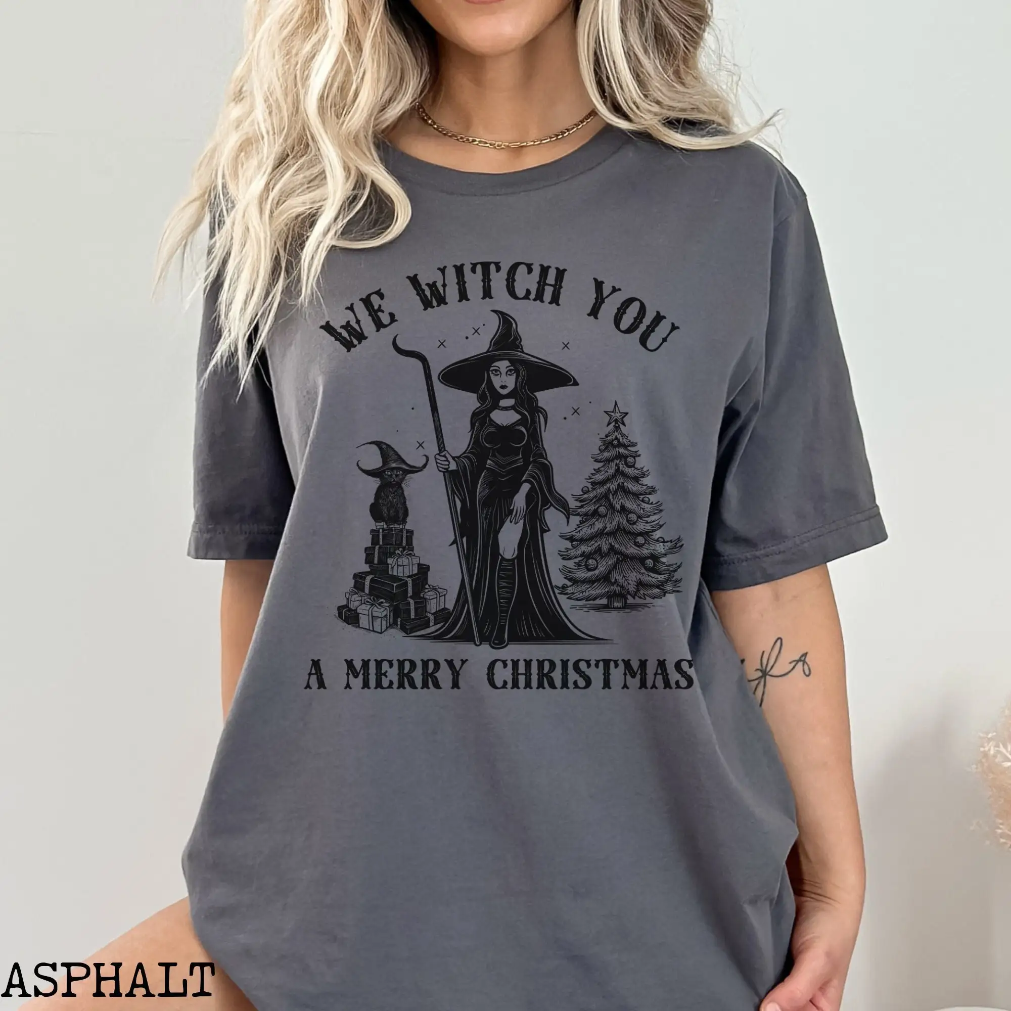 Witchy Christmas T Shirt Witchcraft Xmas Paganism Yule Festive Holiday Mystical Pagan Litha Winter Solstice Witch