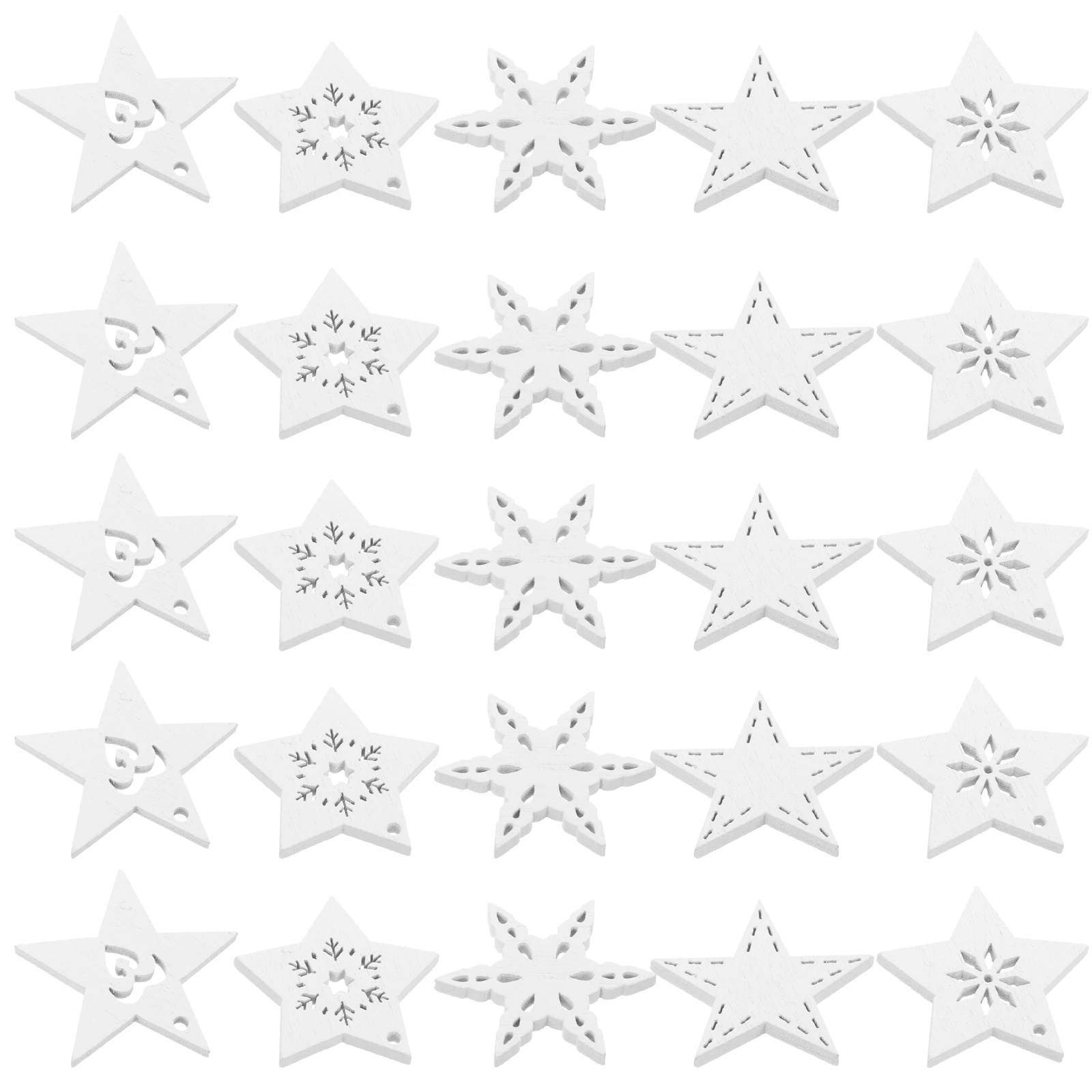 

50 Pcs White Wooden Pentagram Shape Pendant Smooth Surface DIY Crafts Christmas Party Decoration Wall Hanging nament