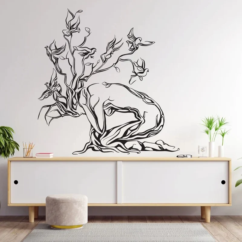 

Women Tree Wall Decal Girl Tree Art Tree of life Tree Wall Sticker for Home Bedroom Decoration Design Vinyl Removable Mural A592