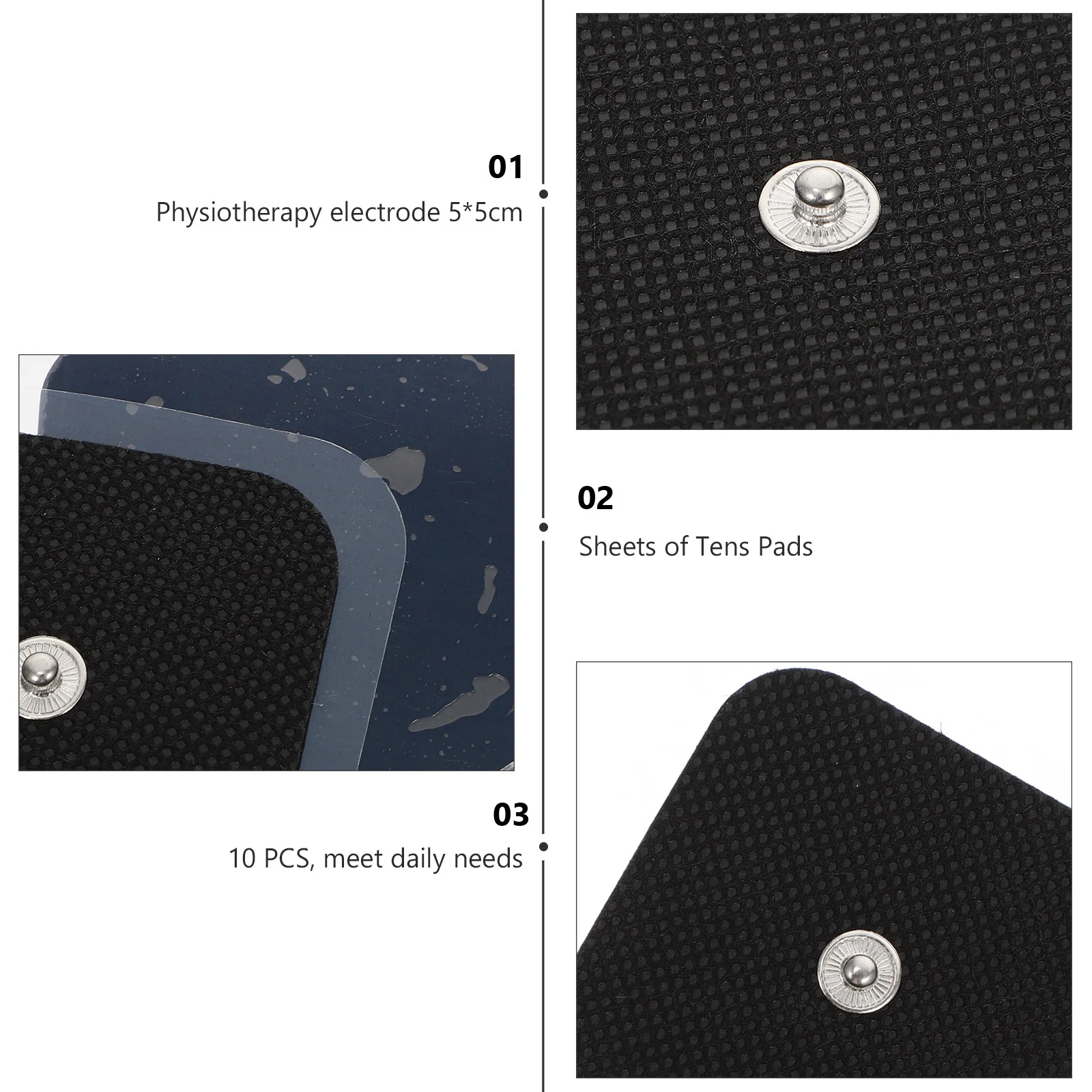 

10 Sheets Electrodes Massage Pads Latex-Free Flexible Reusable Cloth Backing Physiotherapy Accessory Household Unit Patches