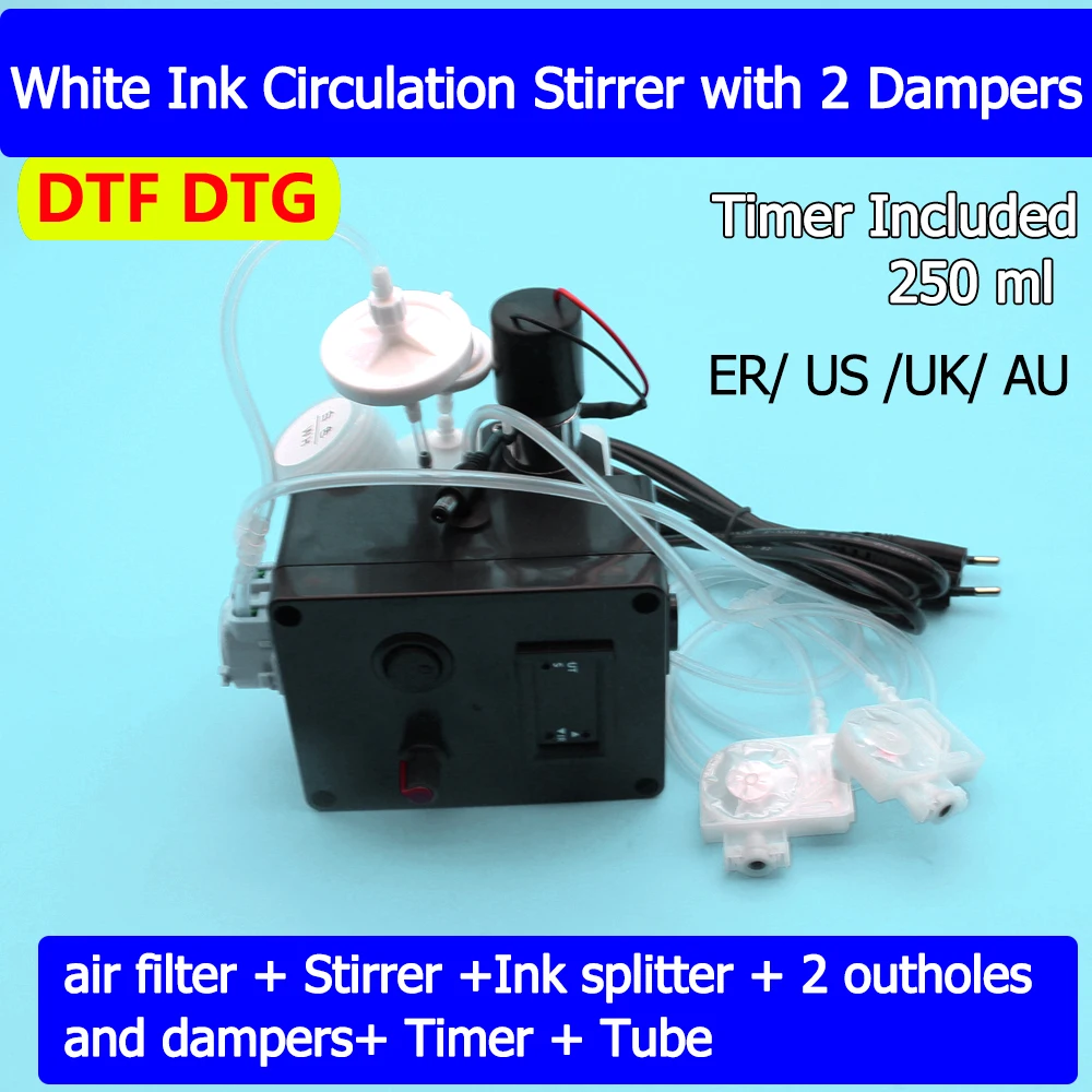 

DTF White Ink Tank Adjustable Circulation System Stirrer Timer Controlled with 2 Ink Pump Damper For Epson L1800 L800 L18050