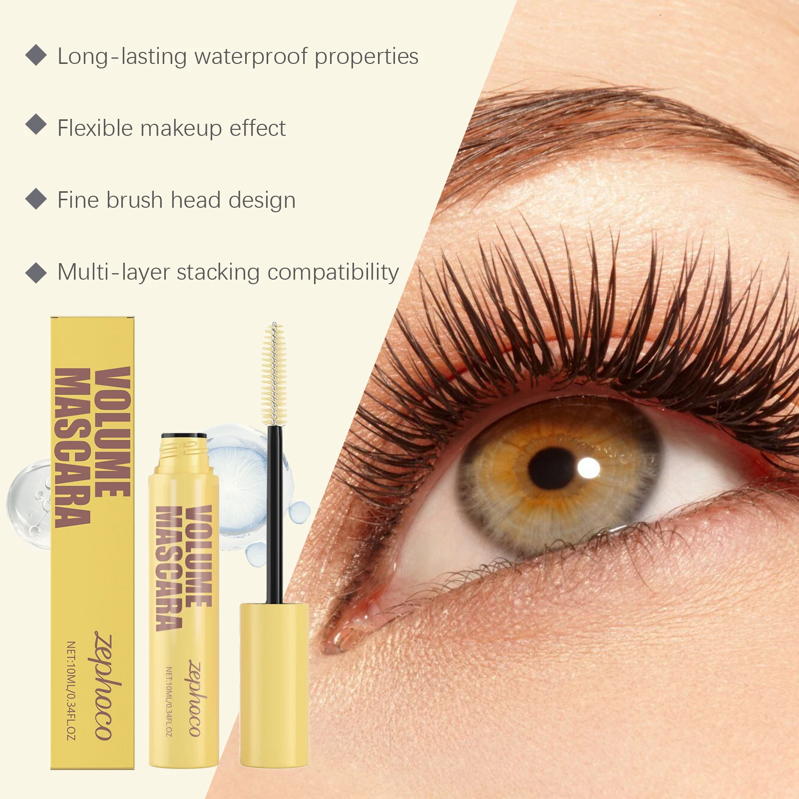 ZEPHOCO Mascara Volume Arricciatura delle ciglia Addensante Rafforzare Mascara per ciglia Allungamento Trucco per la cura degli occhi impermeabile e resistente al sudore