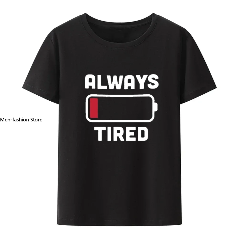 Empty Battery Humor Leisure Camisa Style Anime T-shirt Clothing Roupas Masculinas Camisa Creative Blouse Casual Style