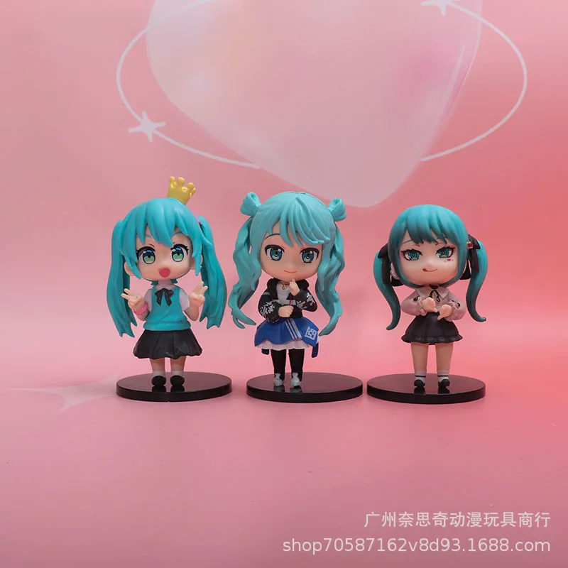 6Pcs Anime Cartoon Hatsune Miku Model Figure Creative New Desktop Ornament Doll Toy Bedroom Office Accessories Gift for Friends