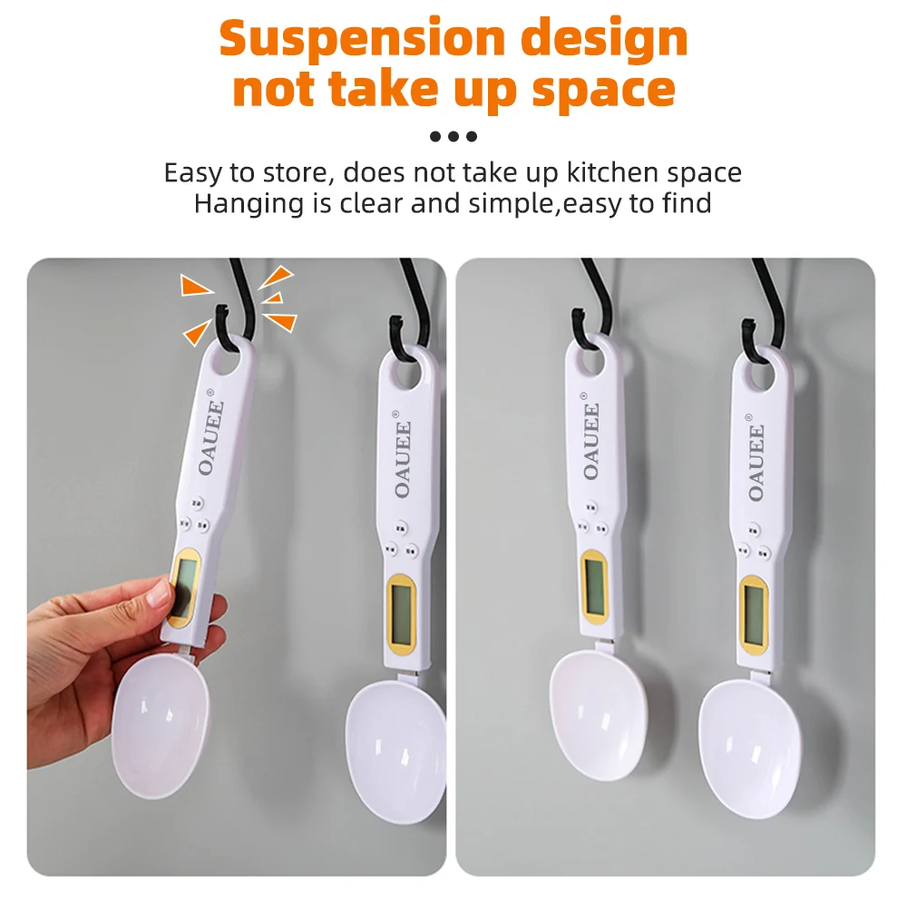 Oauee LCD Digital Kitchen Scale Electronic Cooking Food Weight Measuring Spoon 500g 0.1g Coffee Sugar Spoon Scale Kitchen Tool