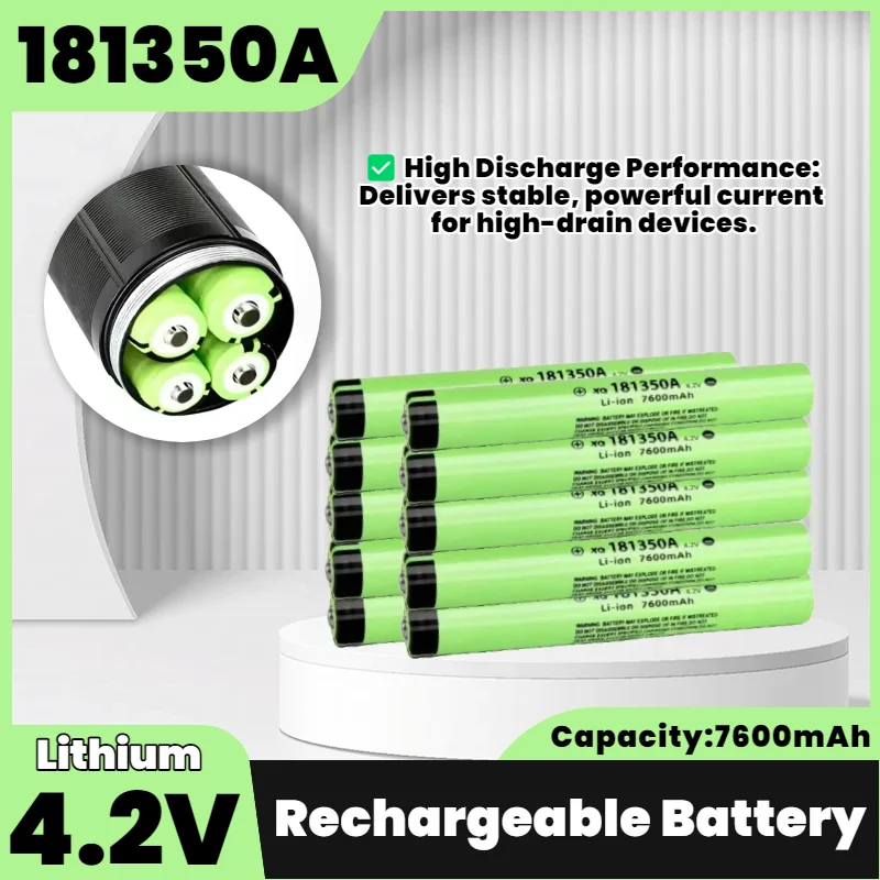 High Capacity DK-SSBT500 181350 Li-ion Battery, 4.2V Rechargeable Ultra Long-Lasting Power Cell for Flashlight