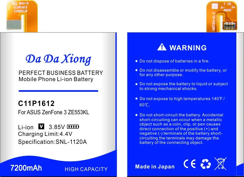 DaDaXiong 0 Cycle 7200mAh C11P1612 Battery For ASUS Zenfone 4 Max Pro Plus ZC554KL X00ID 3 Zoom Z01HDA ZE553KL