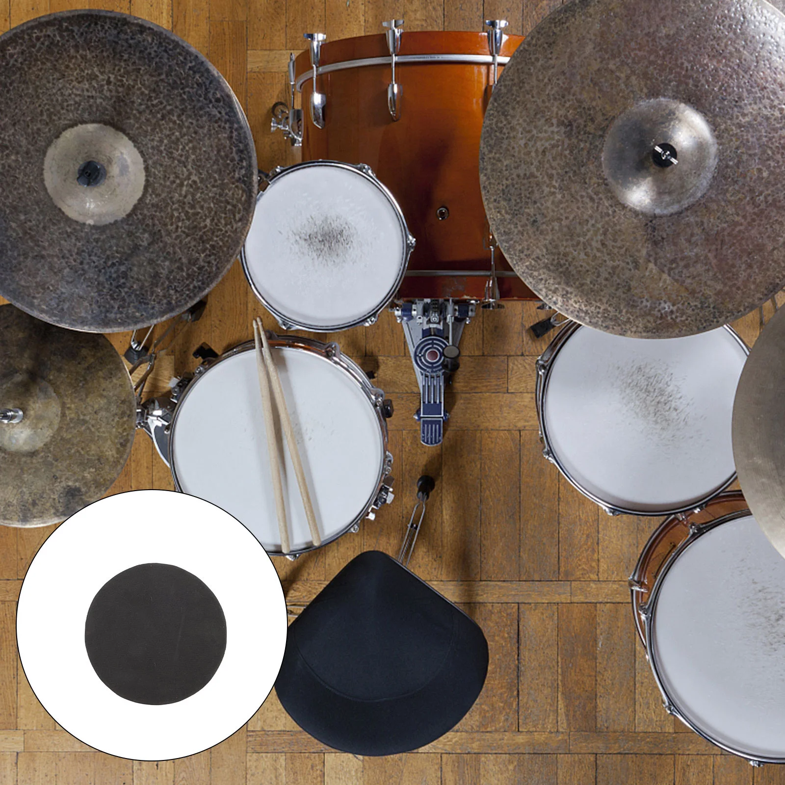 

2pcs Bass Protective Sticker Cotton Base Reusable Drum Set Accessory Practice Pad Single Pedal Long Lasting Durable Drum Kit