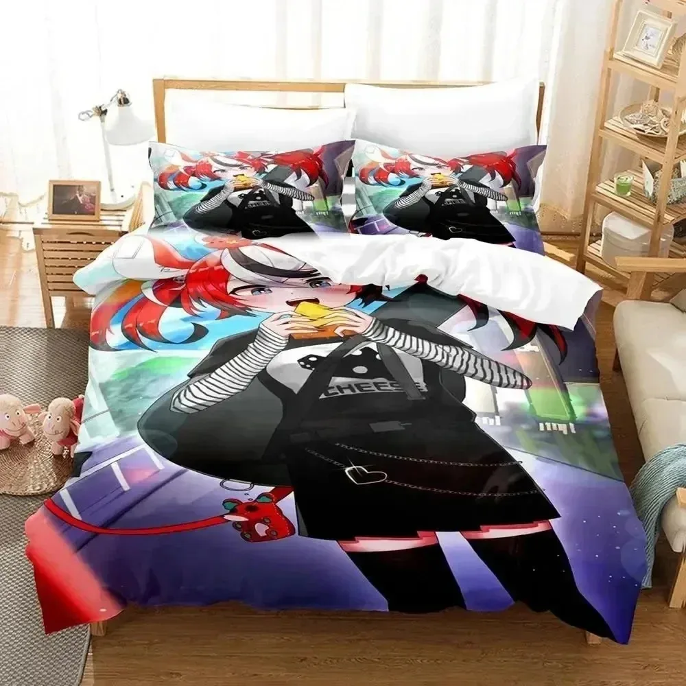 

3D Print Hakos Baelz Anime Bedding Set Bedroom Soft Modern Bedspreads Comefortable Kids Duvet Cover Quilt Cover And Pillowcase