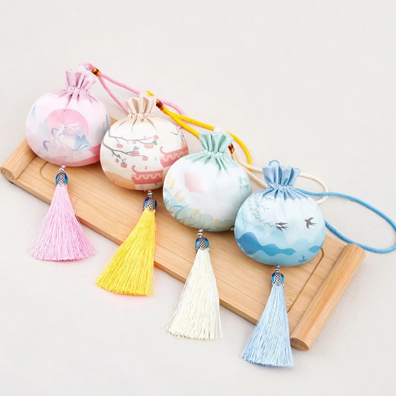 StoBag 50pcs Wholesale Chinese Sachet Hanging Bags Lotus Drawstring Gift Jewelry Package Storage Pocket Reusable Pouch Portable