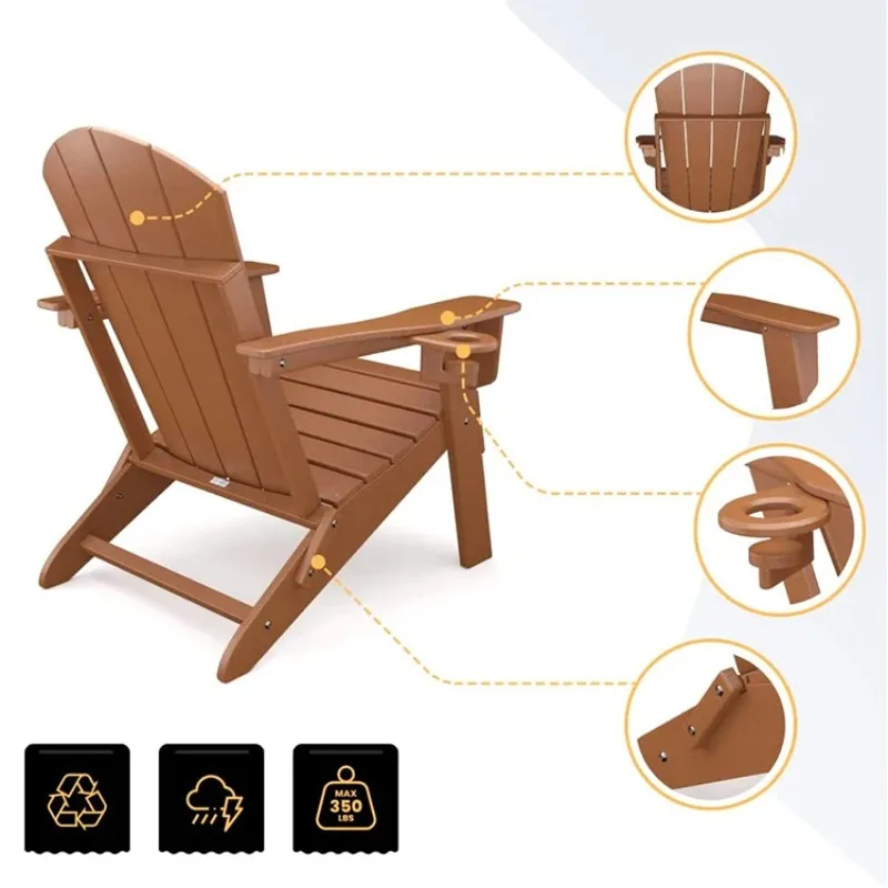 Durable Wooden Folding Beach Chair With Cup Holder Anti-Corrosion Dirt Resistant