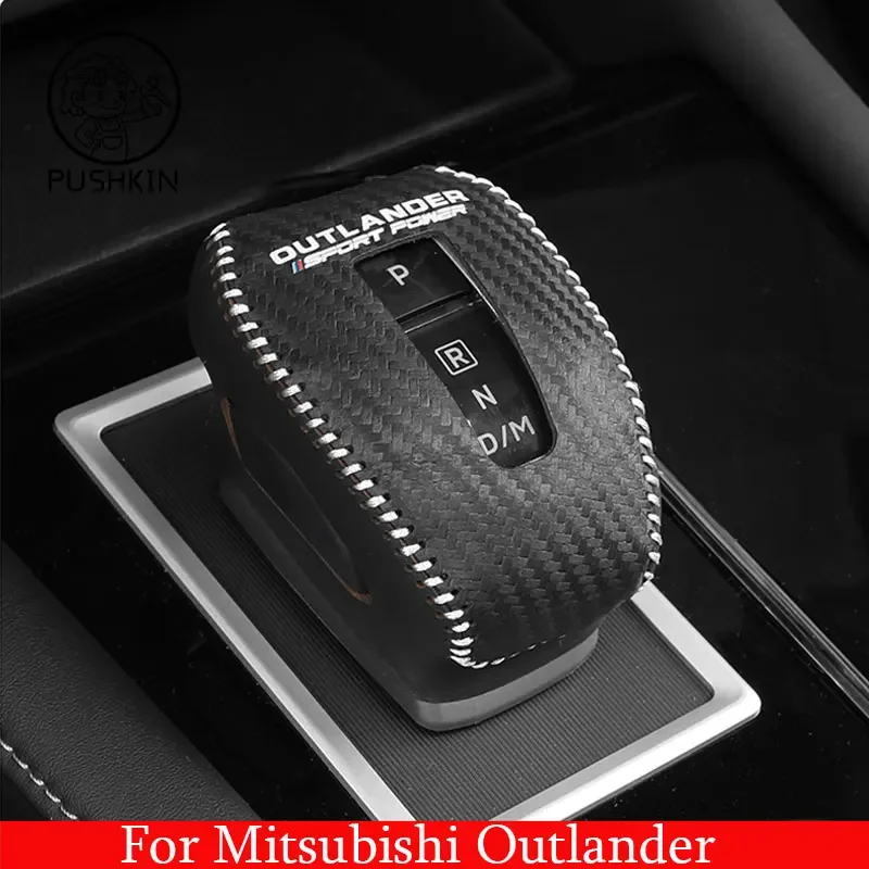 

For Mitsubishi Outlander 2022 2023 Leather Gear Shift Knob Cover Automatic Hand-Stitched DIY Gear Shift Collars Accessories