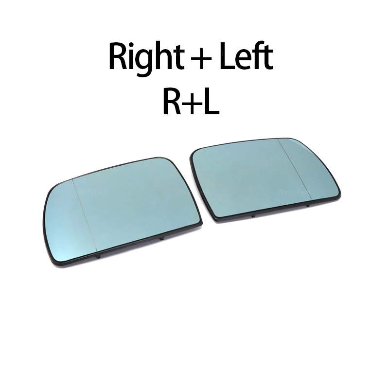 Blue Wide Angle Heated Mirror Glass – Right Side, Fits BMW X5 E53 2000-2006, Clip-On