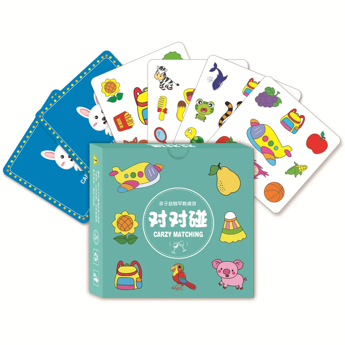 54pcs A Set Parent Child Interactive Board Card Game Toy with Early Educational Fruit Animal Sensory Cognitive Crazy Puzzle Kid