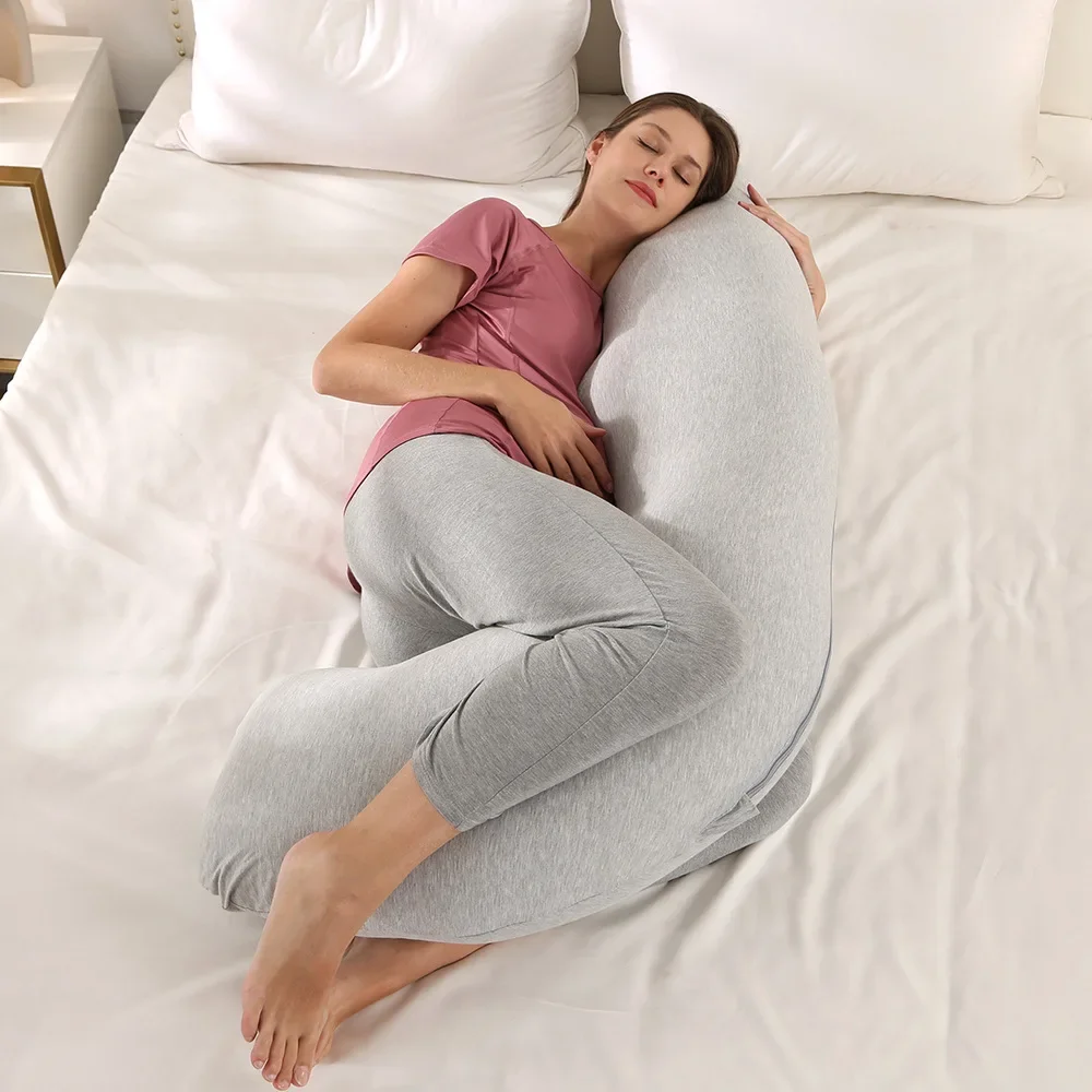 Pillow & Body Pillow for Home - 1PC Removable Washable J-shaped Side Sleep Pregnancy Pillow, Leg-clamping Cushion