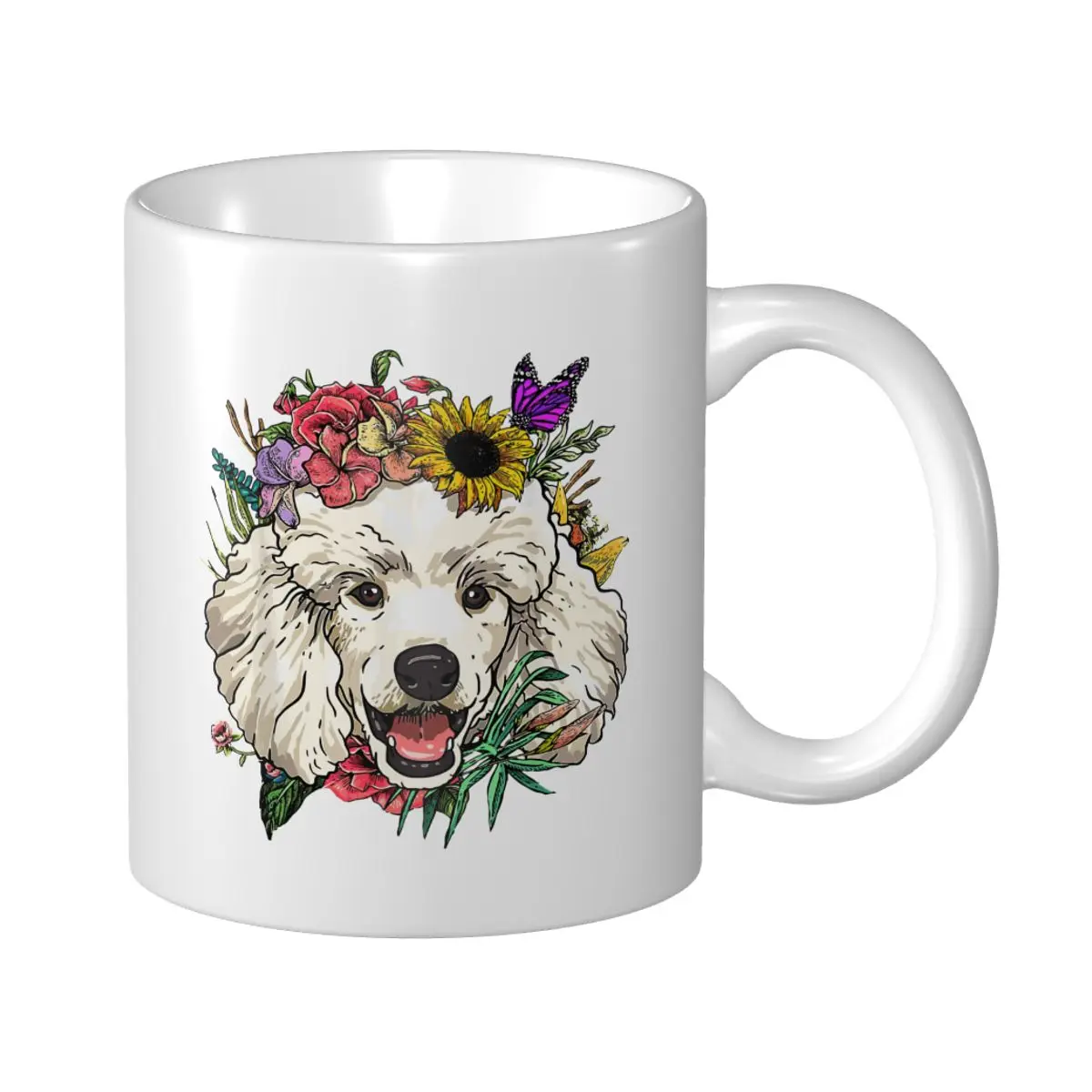 Mark Cup Mug Floral Poodle Dog Spring Nature Dog Lovers Coffee Mugs Tea Milk Water Cup Travel Mugs For Office Home