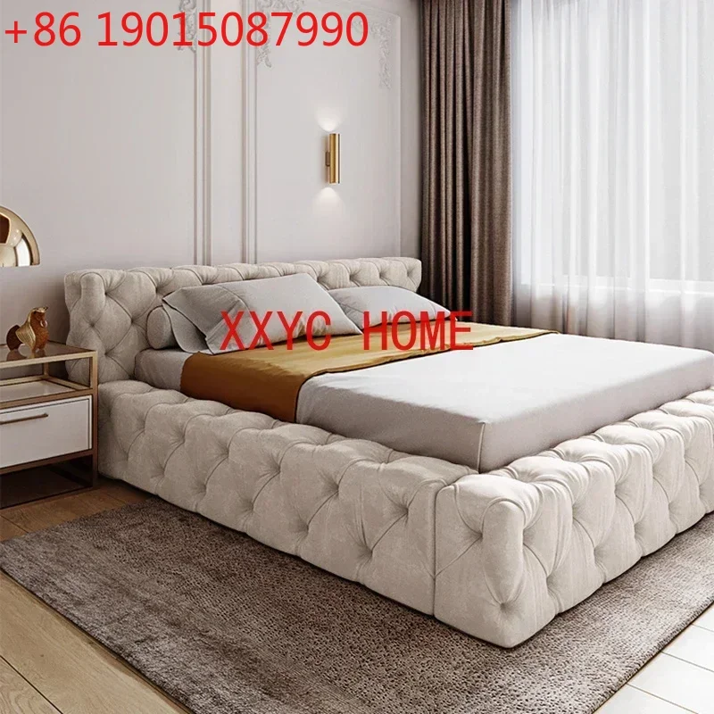 

Итальянская минималистичная кровать-татами из технологичной ткани класса люкс 1.8 м с выдвижным механизмом и пряжками для главной спальни, двуспальная