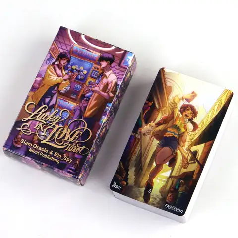 10.3*6cm Lucky In Love Tarot Deck 78 Pcs Cartoon Tarot Cards Based on Rider Waite System Anime Themed