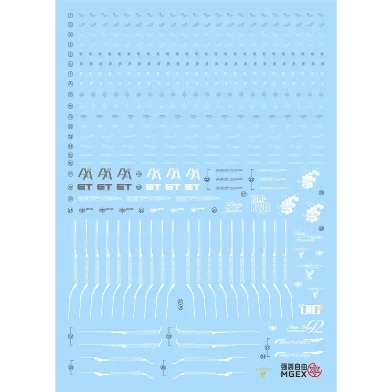 Chenxing High-Definition Fluorescent Waterslide Decals for MG Strike Freedom Midnight Black Reprint Model Kit Hobby DIY
