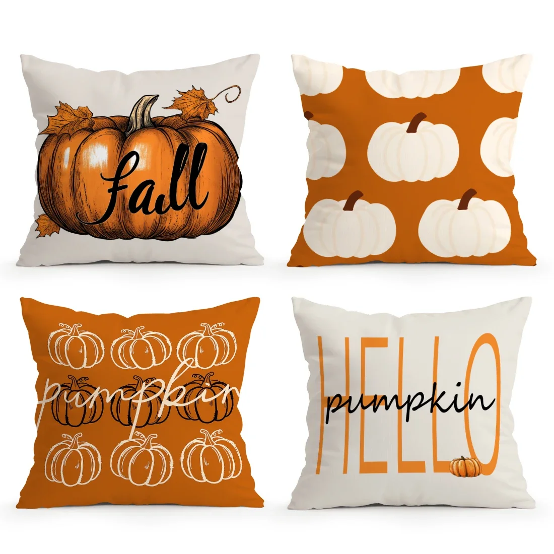 Hello Autumn Pumpkin Cushions Pillowcase Polyester Cushion Cover Throw Pillow Sofa Decoration Pillowcover Home Decor 45x45cm