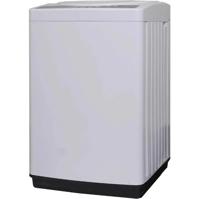 ماكينة 2.11 قدم مكعب، غسالة تحميل علوي محمولة، أسطوانة من الفولاذ المقاوم للصدأ و4 دورات غسيل، 6.5، أبيض