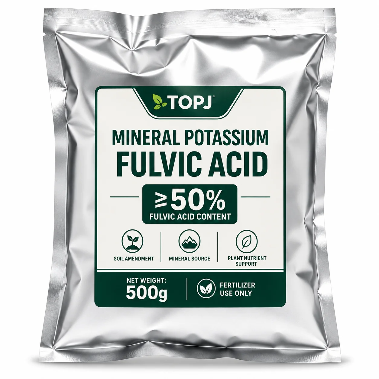 TOPJ Mineral Potassium Fulvic Acid Powder Fulvic Acid ≥50% Water Soluble Soil Amendment Plant Nutrient For Garden Farm Hydr