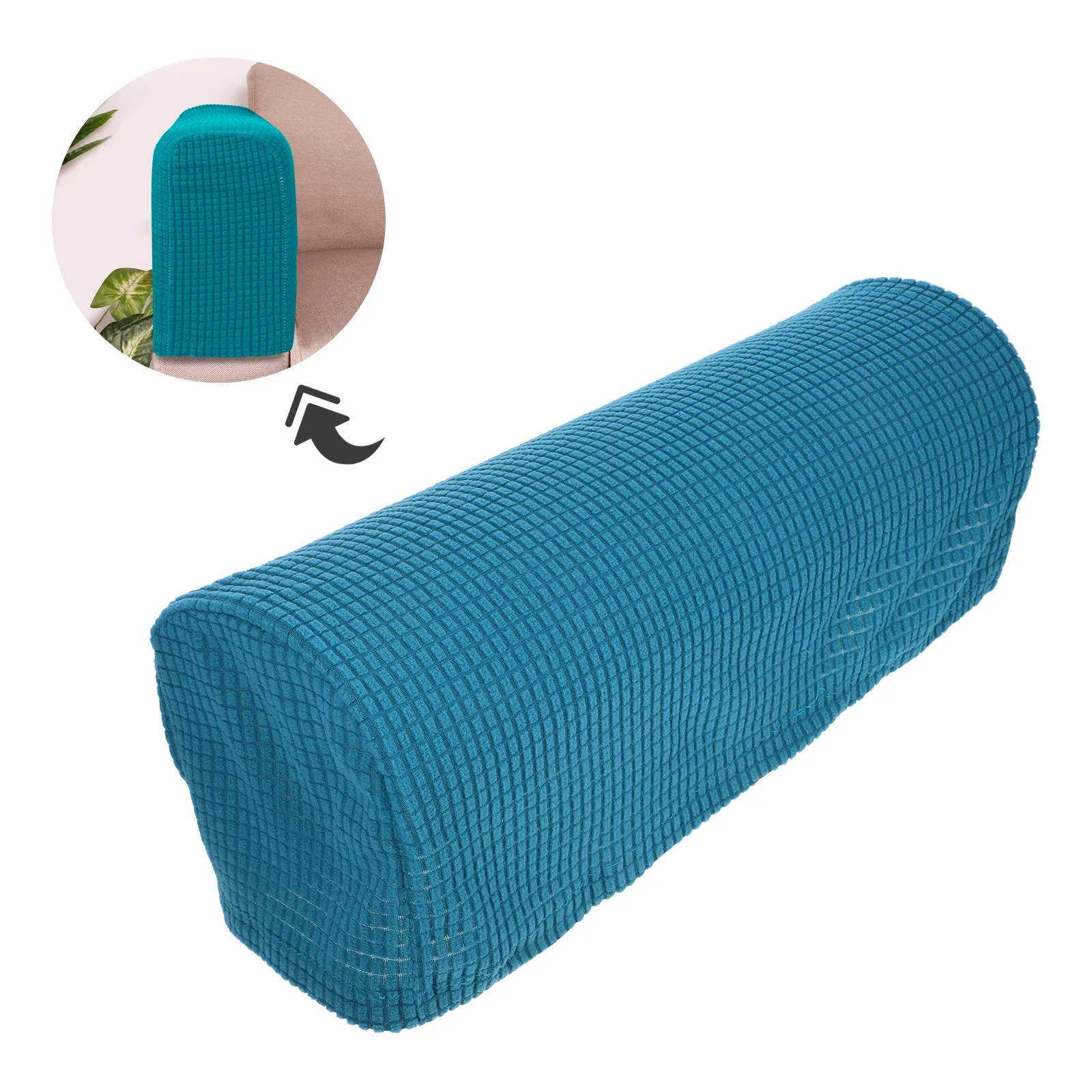 2Pcs Elastic Sofa Armrest Cover Premium Shuttle Weaving Protective Sofa Side Towel for Home Office Armrest Protector Blue