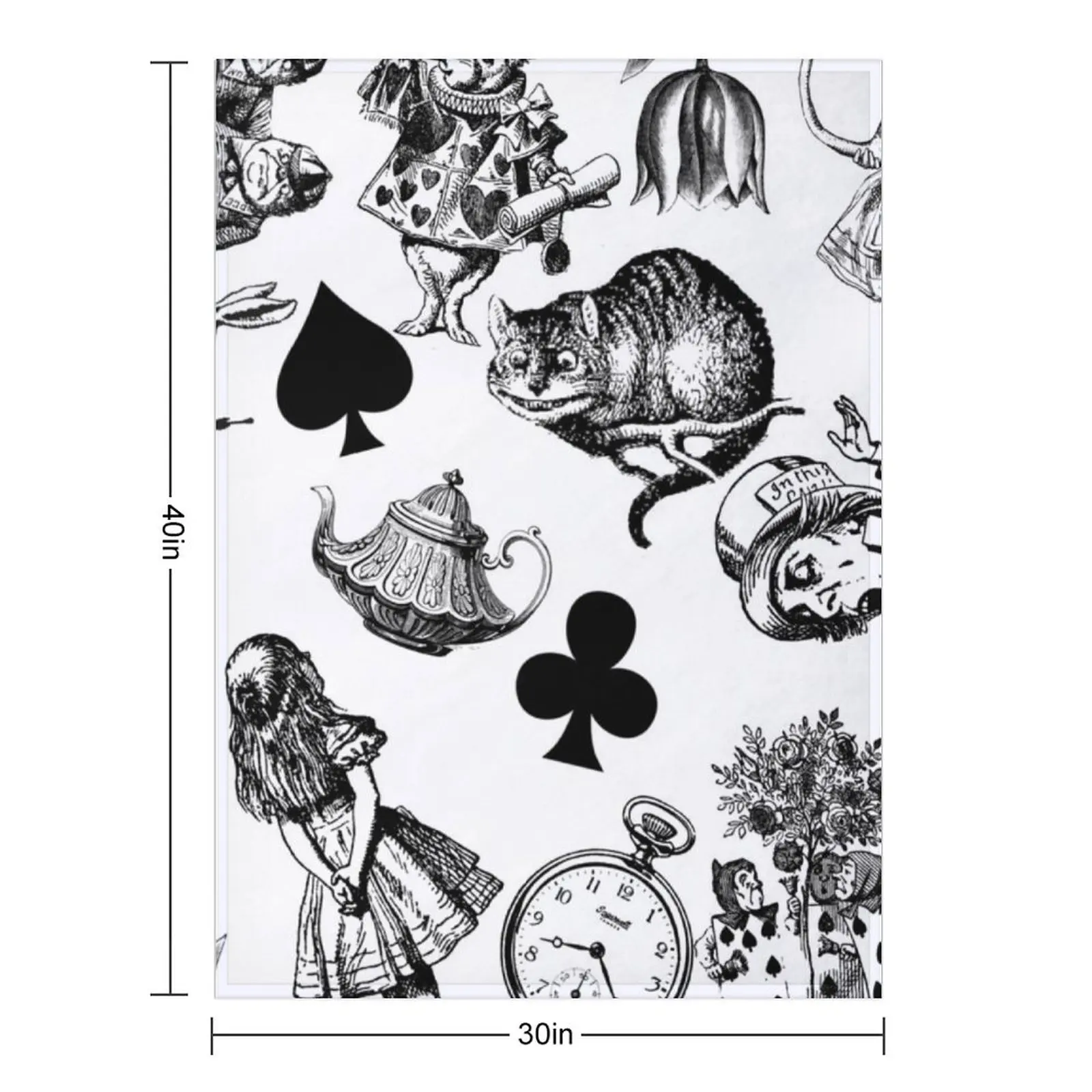 Alice's Adventures in Wonderland White Rabbit Mad Hatter Throw Blanket Comforter Kid'S Luxury Brand Flannel Blankets